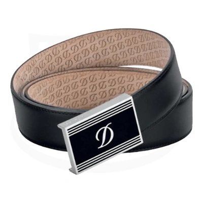 Pre-owned St Dupont S.t. Dupont Line D Heritage Windsor Belt With Black Lacquer And Palladium, 05122 In Black & Silver