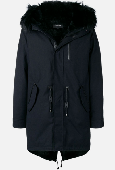 Pre-owned Mackage Moritz X Fur-lined Parka With Removable Natural Fur Trim Men's Coat In Black / Navy / Army