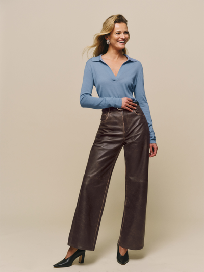 Reformation Petites Veda Kennedy Wide Leg Leather Trouser In Pit Stop