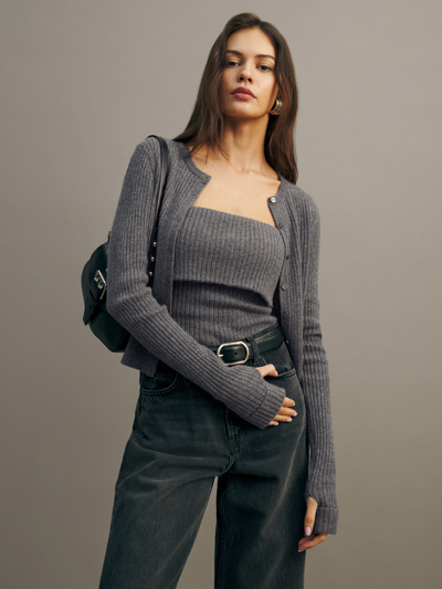 Reformation Quinn Cashmere Sweater Set In Thunder