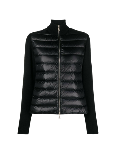 Moncler Quilted Padded Cardigan In Black