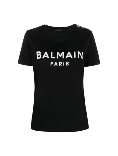 BALMAIN T-SHIRT WITH BALMAIN PARIS PRINT
