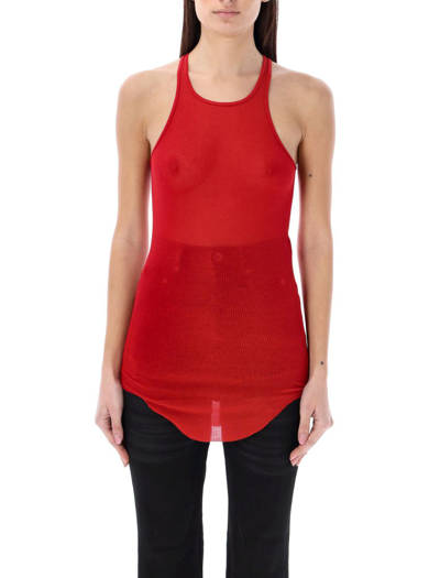 Rick Owens Sleevelss Ribbed Tank Top In Cardinal