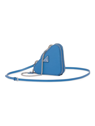 Prada Women's Saffiano Leather Mini Pouch In Royal Blue