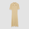 Joseph Ribbed Wool Polo Midi Dress In Safari