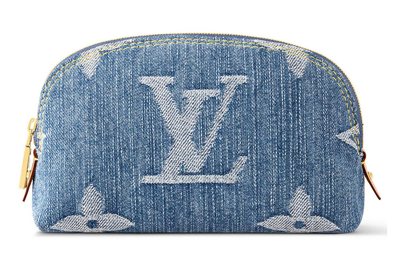 Pre-owned Louis Vuitton Pochette Cosmetique Pm Monogram Denim Blue