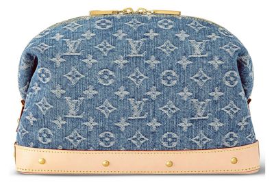 Pre-owned Louis Vuitton Pochette Cosmetique Gm Monogram Denim Blue