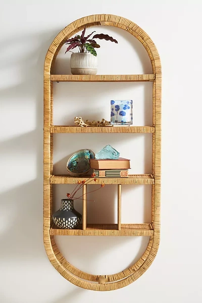 Anthropologie Selena Rattan Shelving Unit In Multi