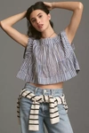 By Anthropologie Cap-sleeve Babydoll Blouse In Blue