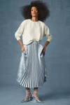 By Anthropologie Pleated Midi Skirt In Blue