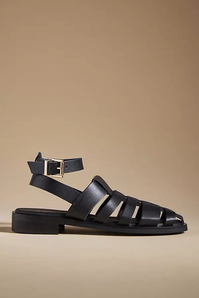 Alohas Perry Leather Fisherman Sandal In Black