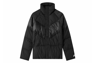 Pre-owned Nike Chevron Panel Puffer Down Jacket Raven Black