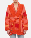 Alanui Icon Jacquard Cashmere Cardigan In Orange