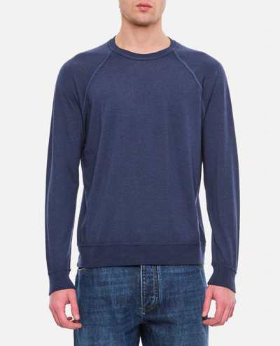 Drumohr Crewneck Cotton Sweatshirt In Blue