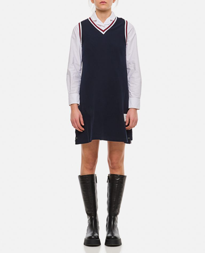 Thom Browne Cotton Pique Tennis Dress In Blue