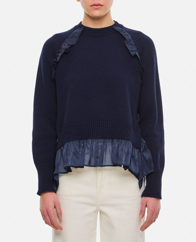 Cecilie Bahnsen Villy Ruffled Ribbed Jumper In Blue