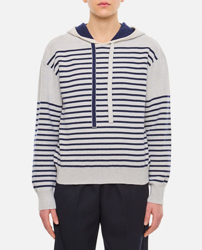 Loewe Striped Wool Hoodie In Grey