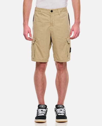 Stone Island Cotton Shorts In Beige