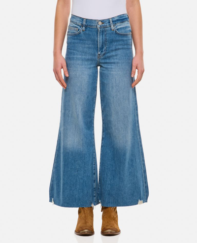 Frame Palazzo Crop Denim Trousers In Blue