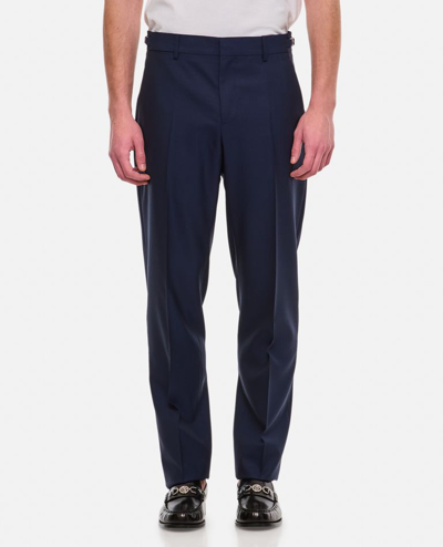 Versace Formal Pant Wool Canvas Fabric In Black