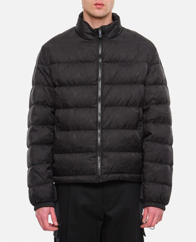 Versace All-over Barocco Print Padded Jacket In Black