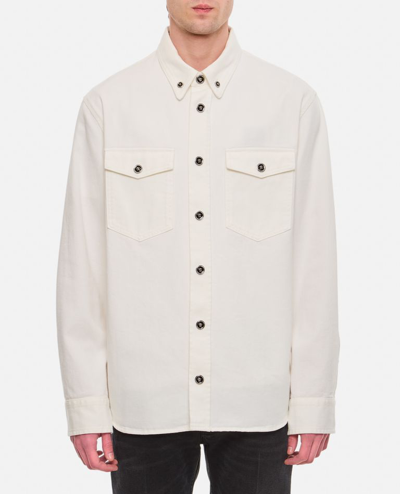 Versace White Medusa Head Buttons Denim Shirt