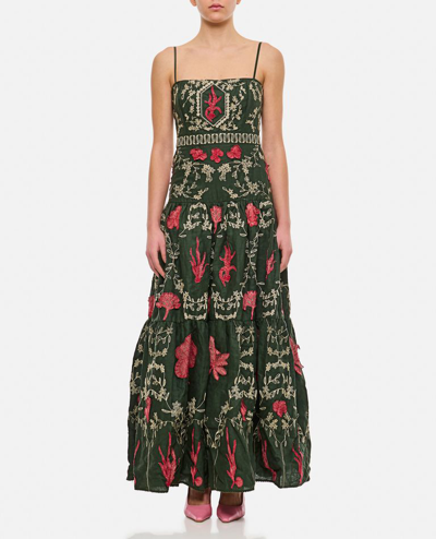 Agua By Agua Bendita Lima Encaje Embroidered Maxi Dress In Black