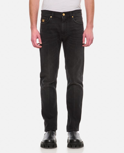 Versace Denim Pants Stretch In Black