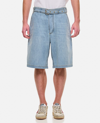 Bottega Veneta Light Bleach Denim Shorts With Belt For Men In Sky Blue
