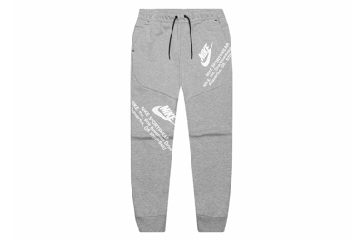 Pre-owned Nike Sportswear Tech Fleece Graphic Print Sweatpants Grey Heather