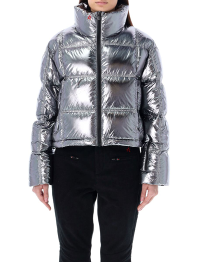 Perfect Moment Nevada Colorblock Duvet Jacket In Silver-foil