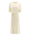 Lemaire Belted Cotton Jersey Midi Dress In Yellow
