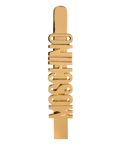 Moschino Logo Lettering Hair Clip In Gold