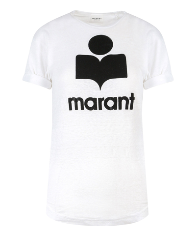 Isabel Marant Étoile Koldi Logo-print Linen T-shirt In White