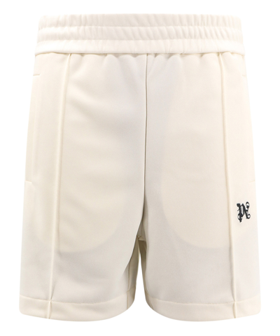 Palm Angels Logo Embroidered Track Shorts In White