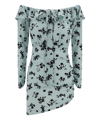 Alessandra Rich Rose Print Silk Mini Dress In Lightblue