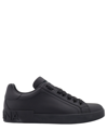 Dolce & Gabbana 'portofino' Black Low Top Sneakers With Logo Lettering Detail In Black