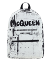 Alexander Mcqueen Fold-print Jacquard Canvas Backpack In White