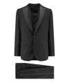 Dolce & Gabbana Men Virgin Wool Blend Tuxedo With Gilet And Satin Profiles In Black