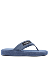Coperni Blue Denim Branded Flip Flops In Blue