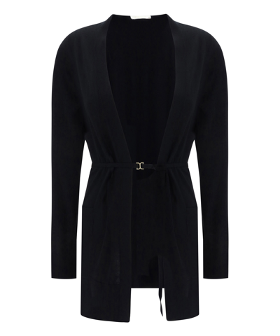 Chloé Belted Fine-knit Cardigan In Black