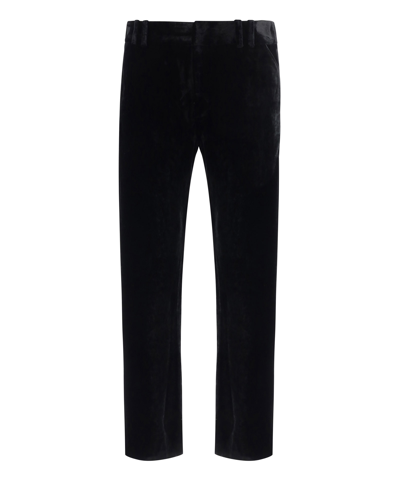 Balmain Velvet Bootcut Pants In Black