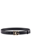 Dolce & Gabbana Belt In Calfskin With Crossed Dg Logo In Black