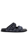 Valentino Denim Vlogo Toile Iconographe Slides In Blue