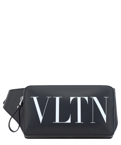 Valentino Garavani Black Vltn Leather Messenger Bag