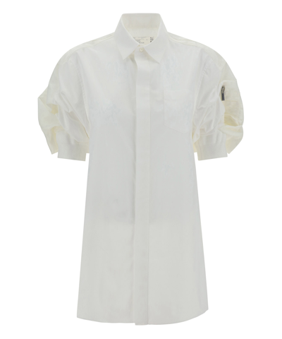 Sacai Short Sleeve Shirt In White