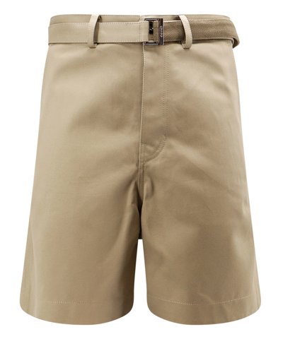 Sacai Cotton Chino Shorts In Beige