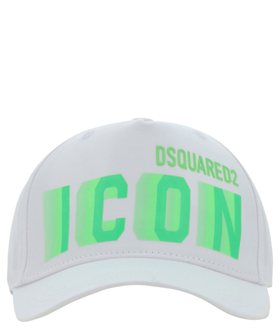 Dsquared2 Logo Printed Curved Peak Baseball Cap In White