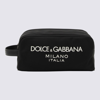 DOLCE & GABBANA DOLCE & GABBANA BLACK CANVAS AND LEATHER POUCH BAG