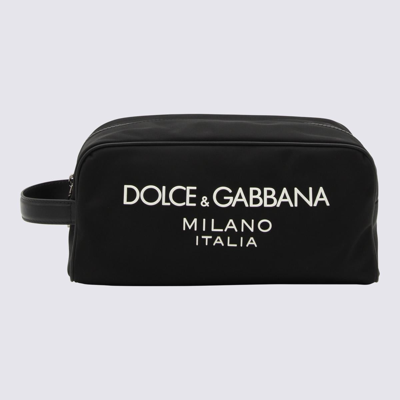 Dolce & Gabbana Black Canvas And Leather Pouch Bag